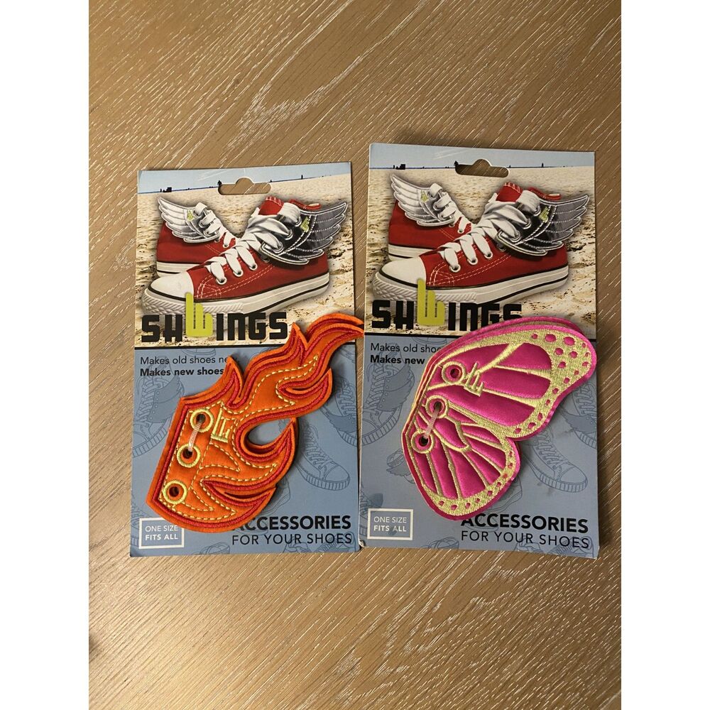Shwings Shoe Wings Accessory Bundle - Fire Flames & Butterfly Wings (2 Packs)